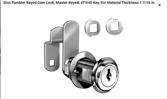 Compx National Disc Tumbler Keyed Cam Lock, Master Keyed, 4TYH5 Key, For Material Thickness 1 7/16 in